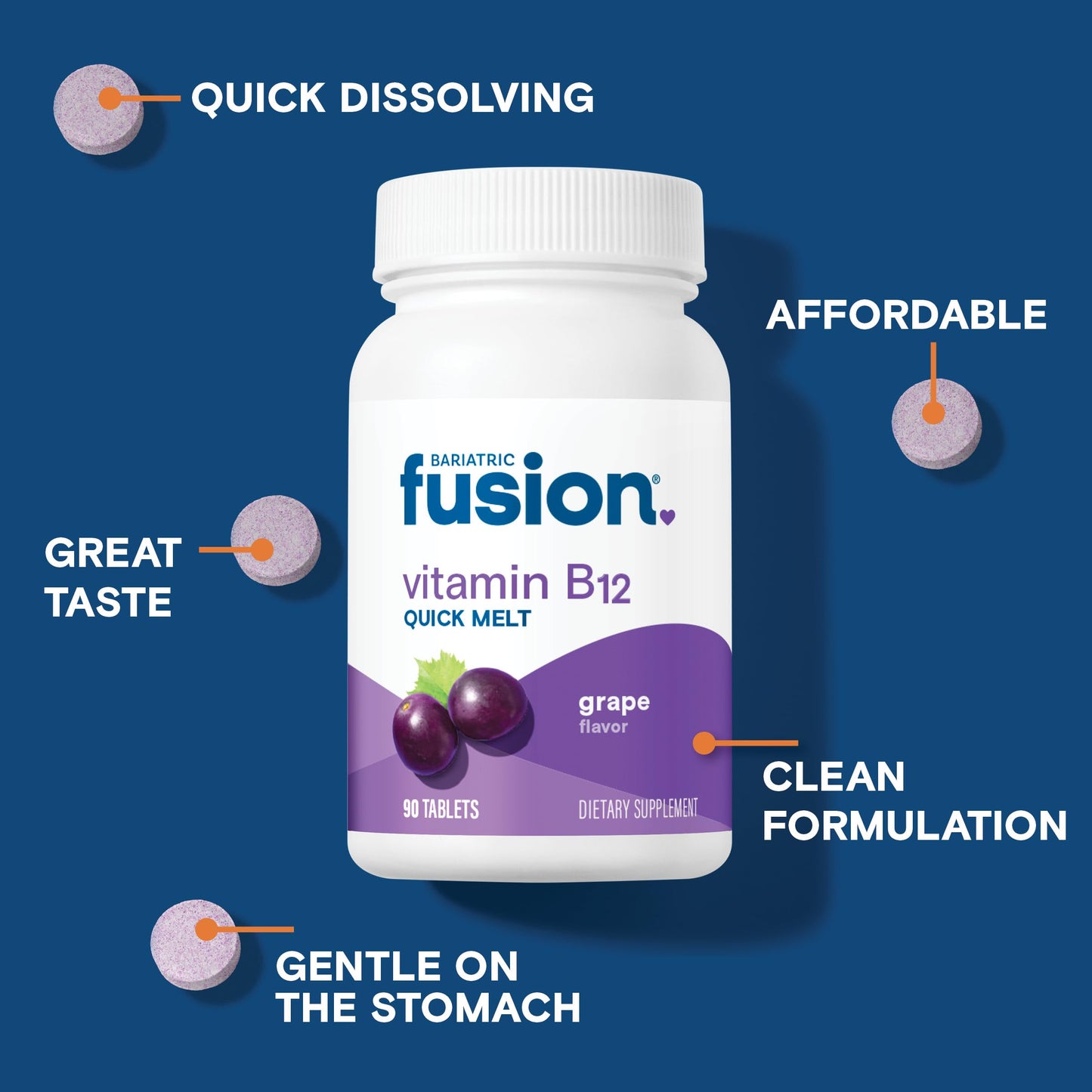 Bariatric Fusion vitamina B12 tabletas para disolver bajo lengua