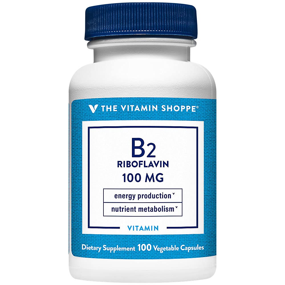 Frasco de Vitamina B2 100mg The Vitamin Shoppe 100 cápsulas