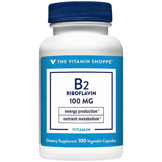Frasco de Vitamina B2 100mg The Vitamin Shoppe 100 cápsulas