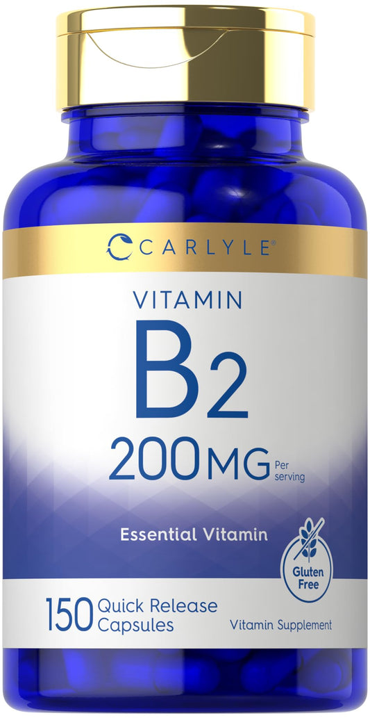 Vitamina B2 Riboflavina 200mg Carlyle frasco 150 cápsulas