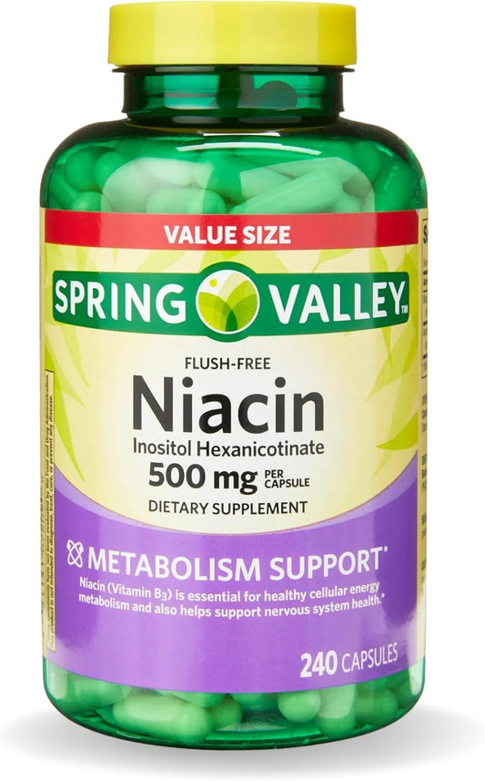 Vitamina B3 Niacina 500 mg sin rubor suplemento paquete 240 cápsulas