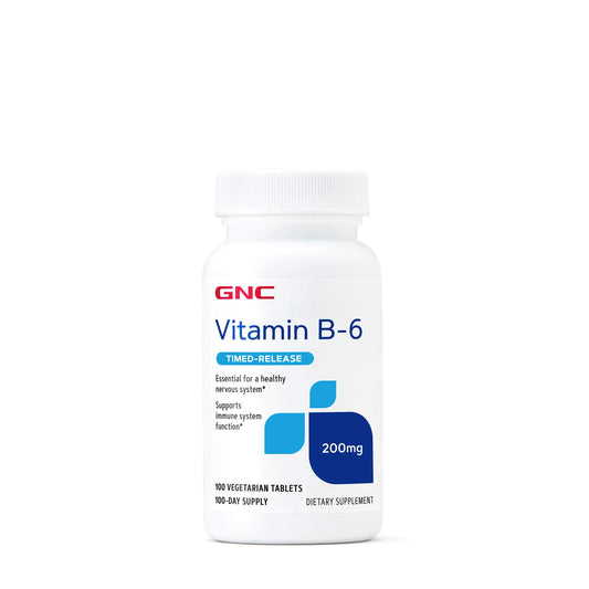 Botella de Vitamina B6 GNC 200mg con sistema inmunológico