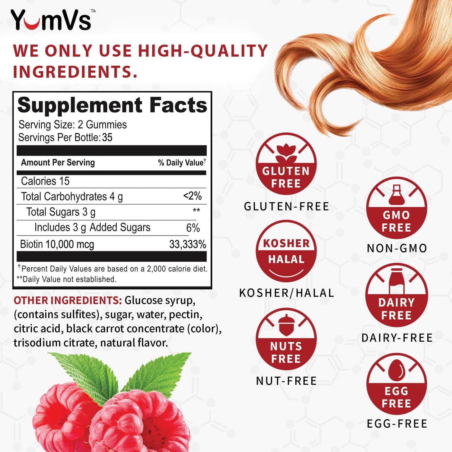 Vitamina biotina gomitas YumVs para cabello piel y uñas