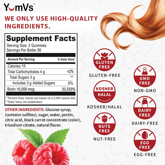 Vitamina biotina gomitas YumVs para cabello piel y uñas