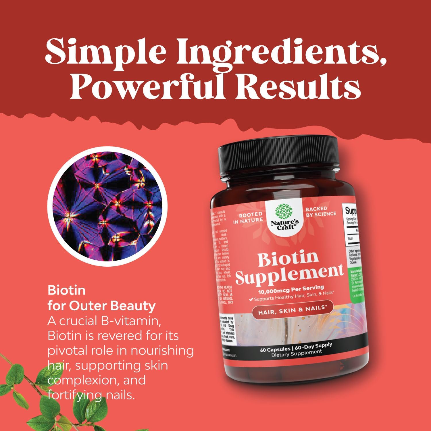 Vitamina biotina Natures Craft para piel sana y uñas fuertes