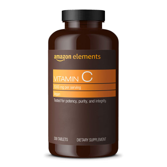 Vitamina C 1000mg Amazon Elements frasco 300 tabletas para sistema inmunológico
