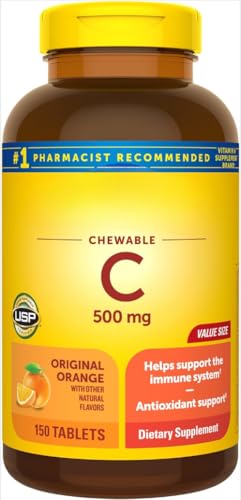 Tabletas masticables vitamina c 500mg sabor naranja paquete 150