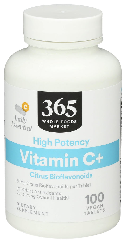 Vitamina C alta potencia 365 Whole Foods Market 100 tabletas blanco