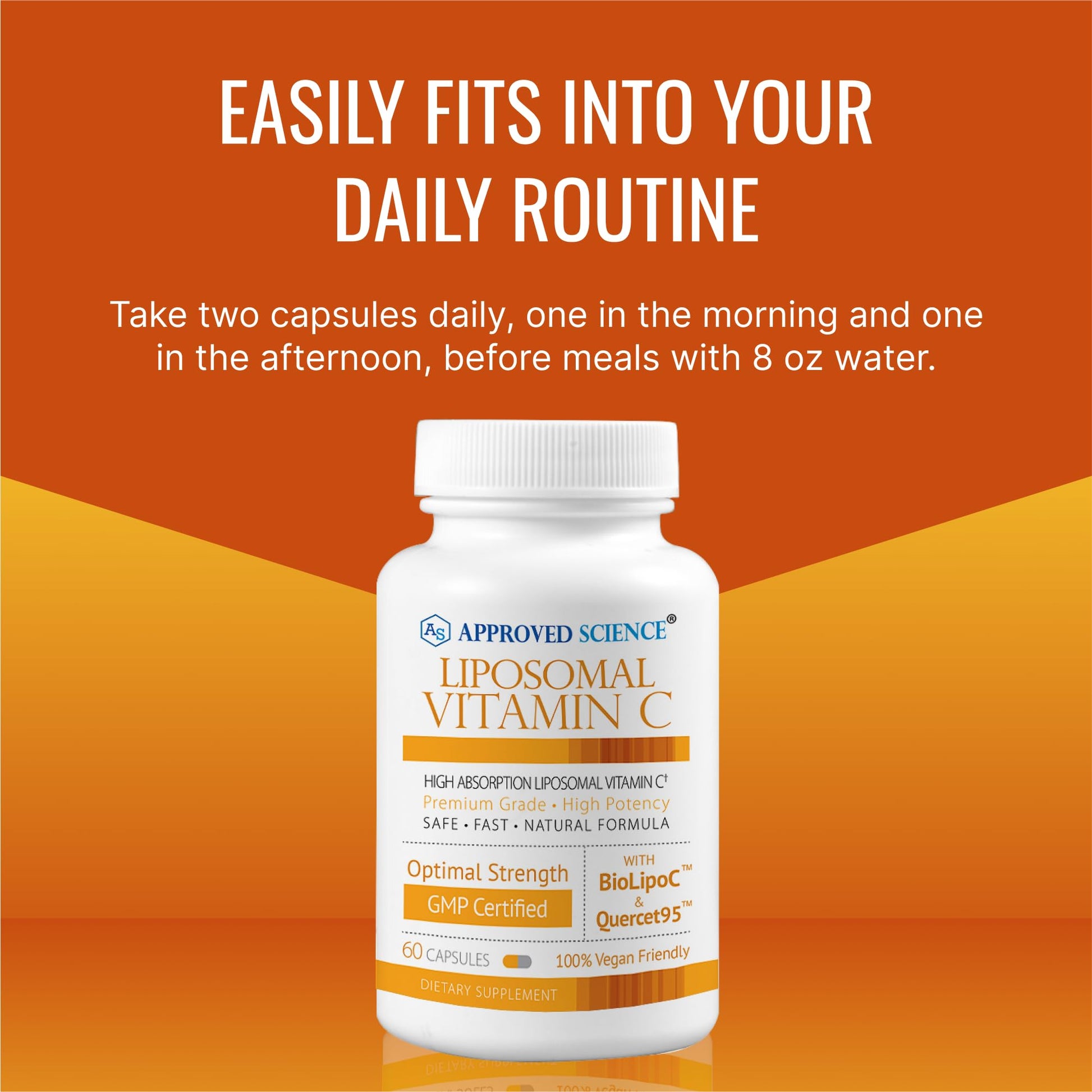 Vitamina C Approved Science suplemento vegano no OGM 1100 mg