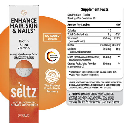 Vitamina C, biotina y sílice de Seltz