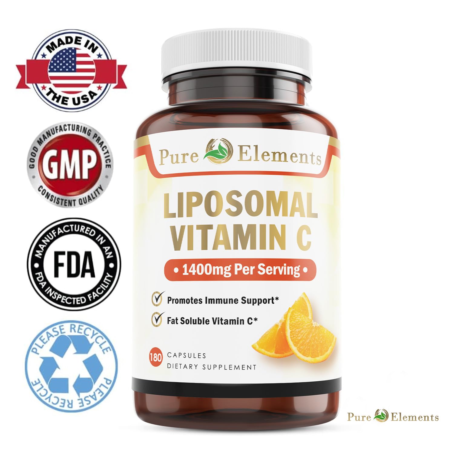 Vitamina C cápsulas Pure Organic Elements suplemento saludable