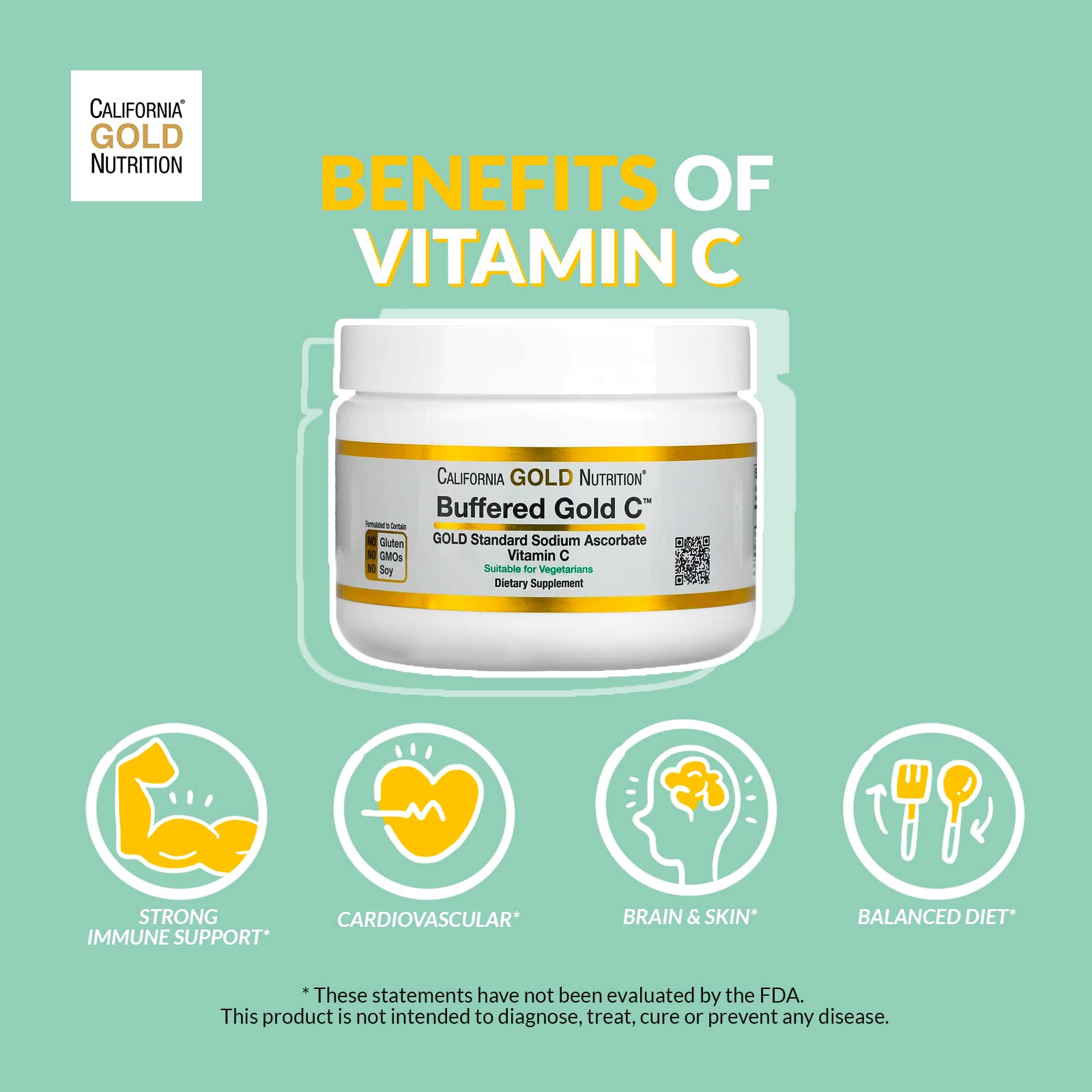 Vitamina C California Gold en cápsulas vegetales no ácidas