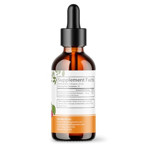 Etiqueta frontal Vitamina C Healthy Genetics en gotas líquidas