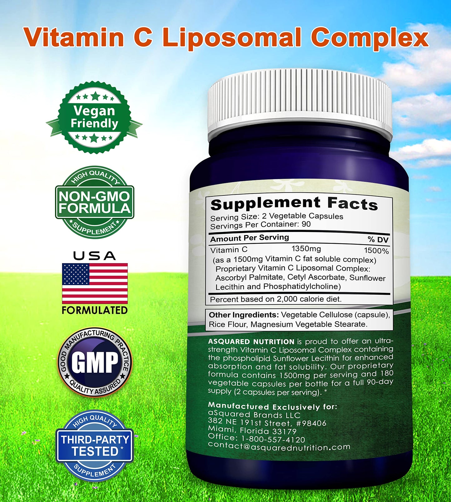 Vitamina c liposomal apoyo colágeno aSquared Nutrition