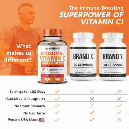 Vitamina C liposomal Wholesome Wellness 200 cuentas vegana