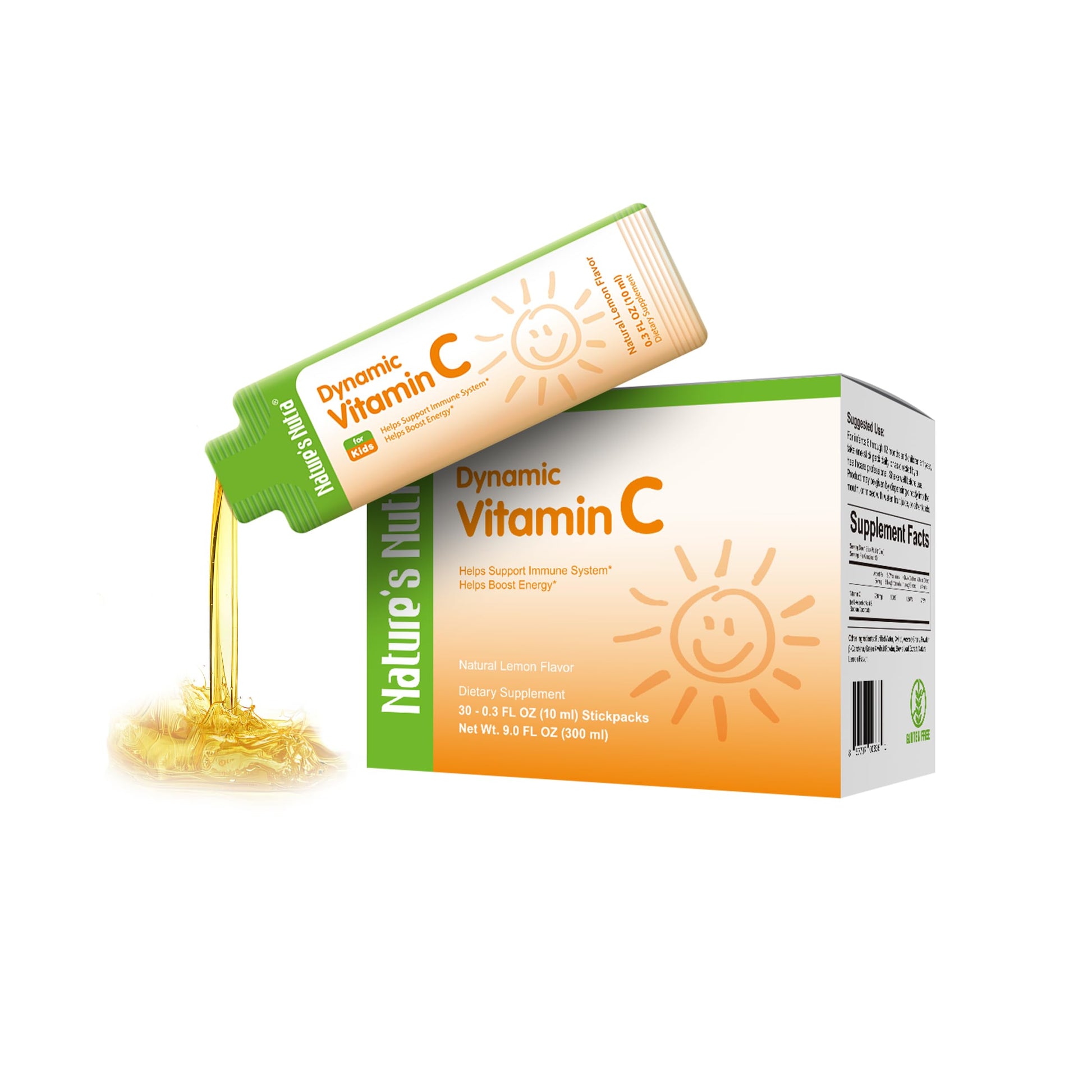 Vitamina C líquida Nature's Nutra sabor limón paquete frontal