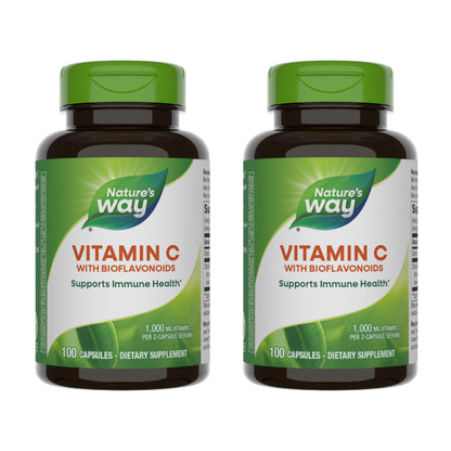 Vitamina C Nature's Way con bioflavonoides y cápsulas