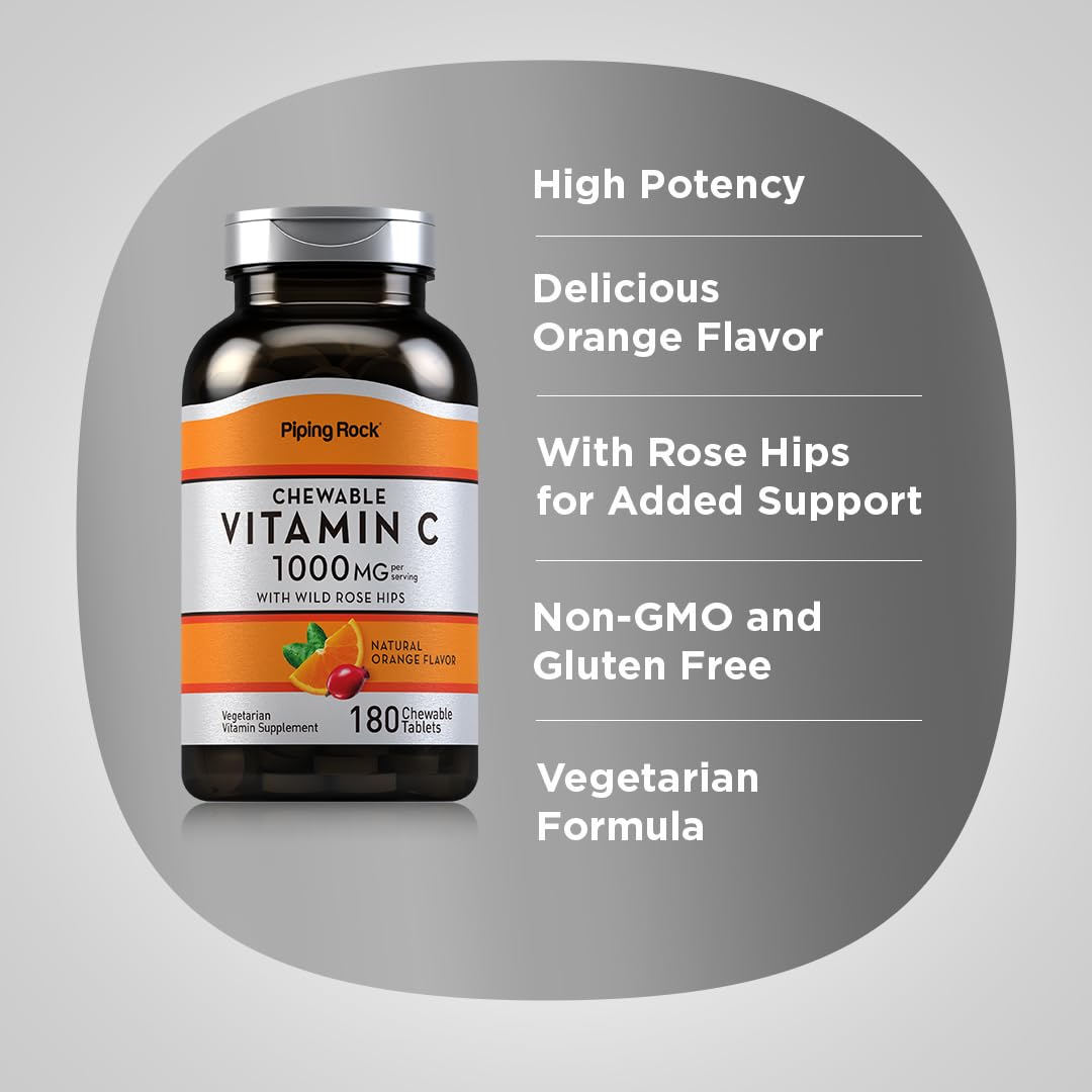 Vitamina c Piping Rock masticable con rosa mosqueta