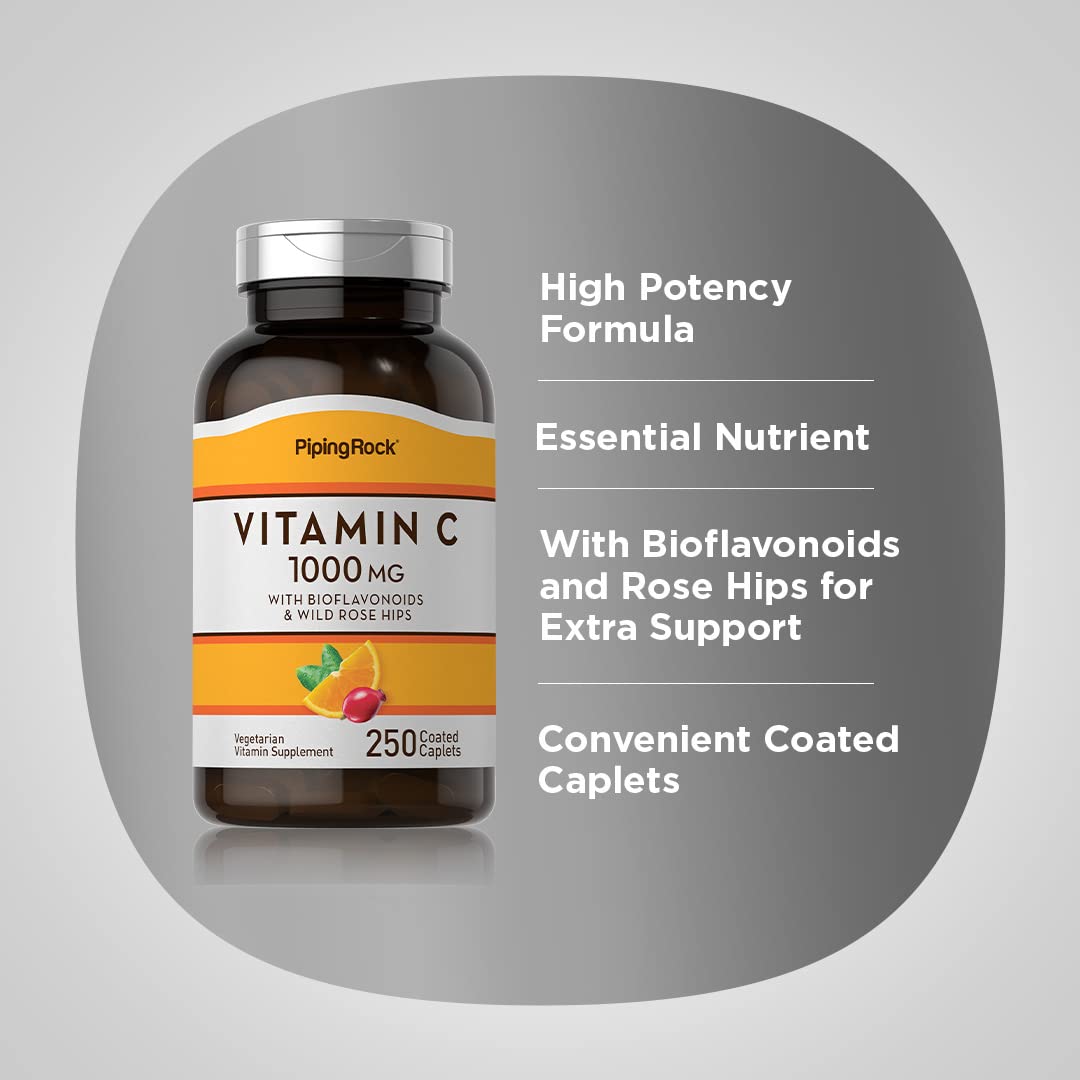 Vitamina c Piping Rock tabletas sin gluten sin OGM