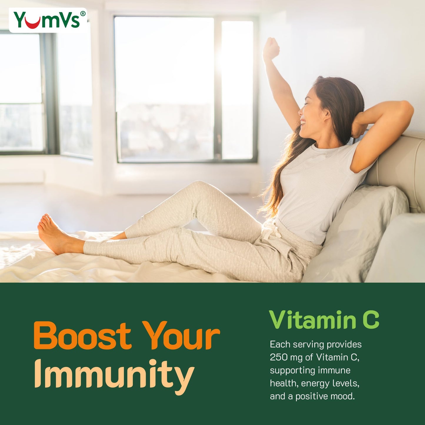 Vitamina C YumVs gomitas 250 mg sabor naranja para salud inmune