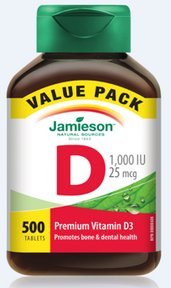 Botella de vitamina d jamieson 1000 ui pack 500 tabletas