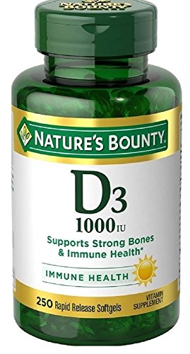 Botella de vitamina D3 1000 IU Nature's Bounty 250 cápsulas