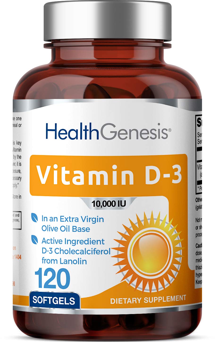 Vitamina D3 10000 UI Health Genesis 120 softgels botella