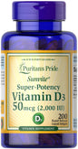 Frasco de Vitamina D3 Puritan's Pride 2000 IU