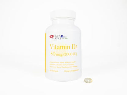 Vitamina d3 2000 ui cápsulas blandas gsl technology suplemento óseo 60 unidades