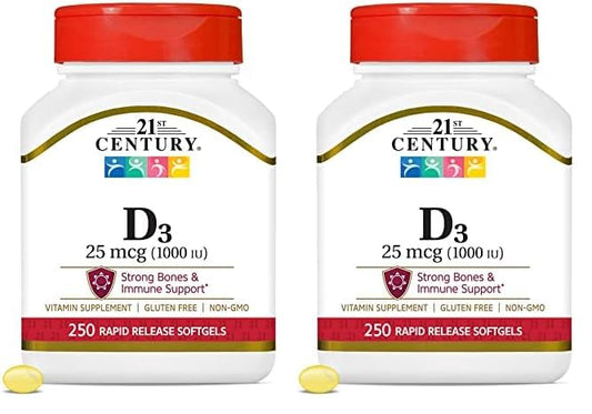 Vitamina D3 21st Century softgels paquete de 250
