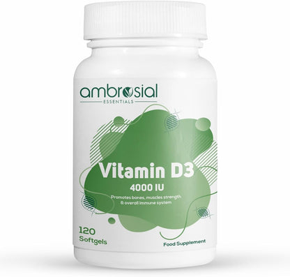 Botella de cápsulas blandas Vitamina D3 4000 IU Ambrosial