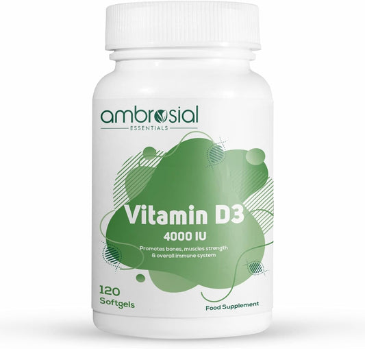 Botella de cápsulas blandas Vitamina D3 4000 IU Ambrosial