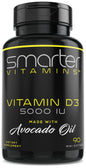 Botella de vitamina D3 5000 IU Smarter en aceite de aguacate con 90 mini softgels