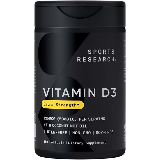 Vitamina D3 5000 UI Sports Research frasco frente