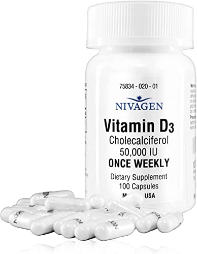 Vitamina D3 50000 UI Nivagen 100 cápsulas paquete de 2