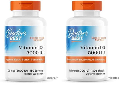 Botella Vitamina D3 5000UI Doctor's BEST cápsulas blancas