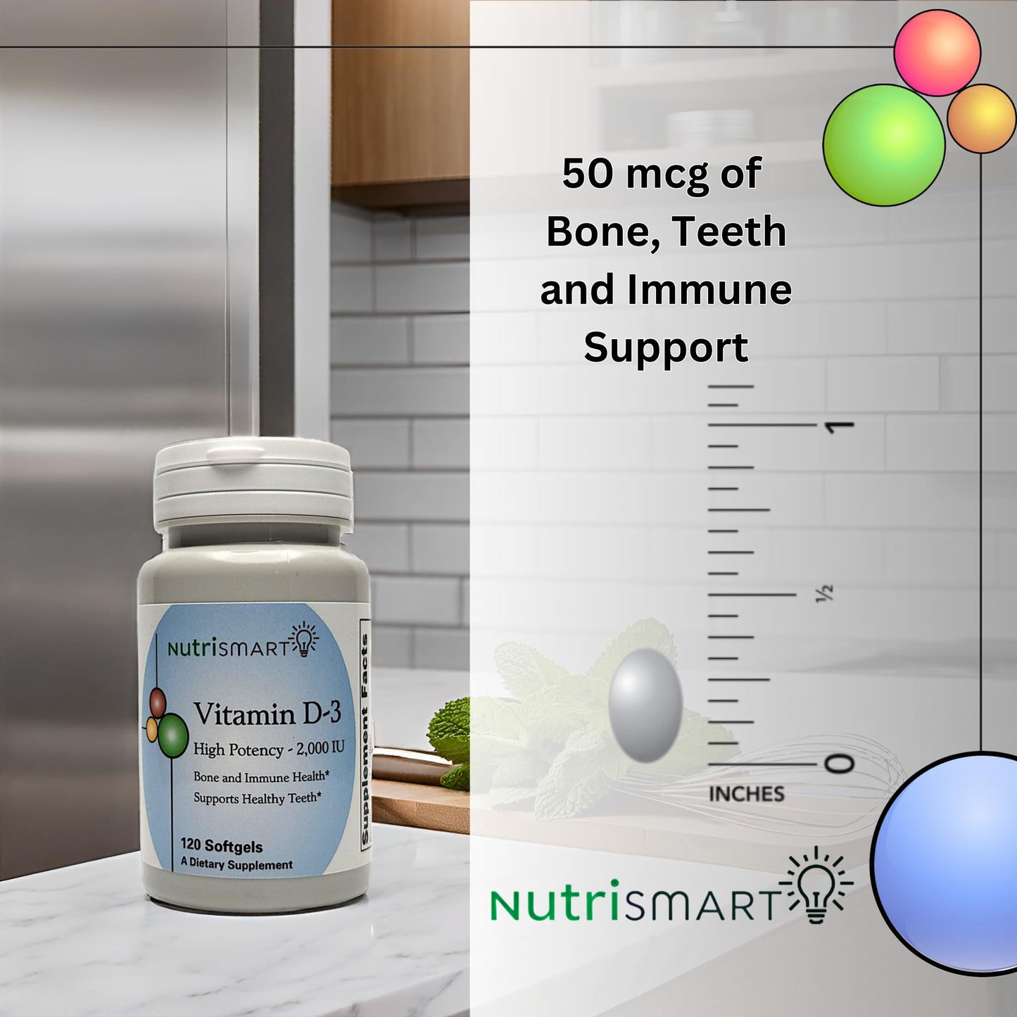 Vitamina D3 alta potencia 2000 IU para bienestar integral