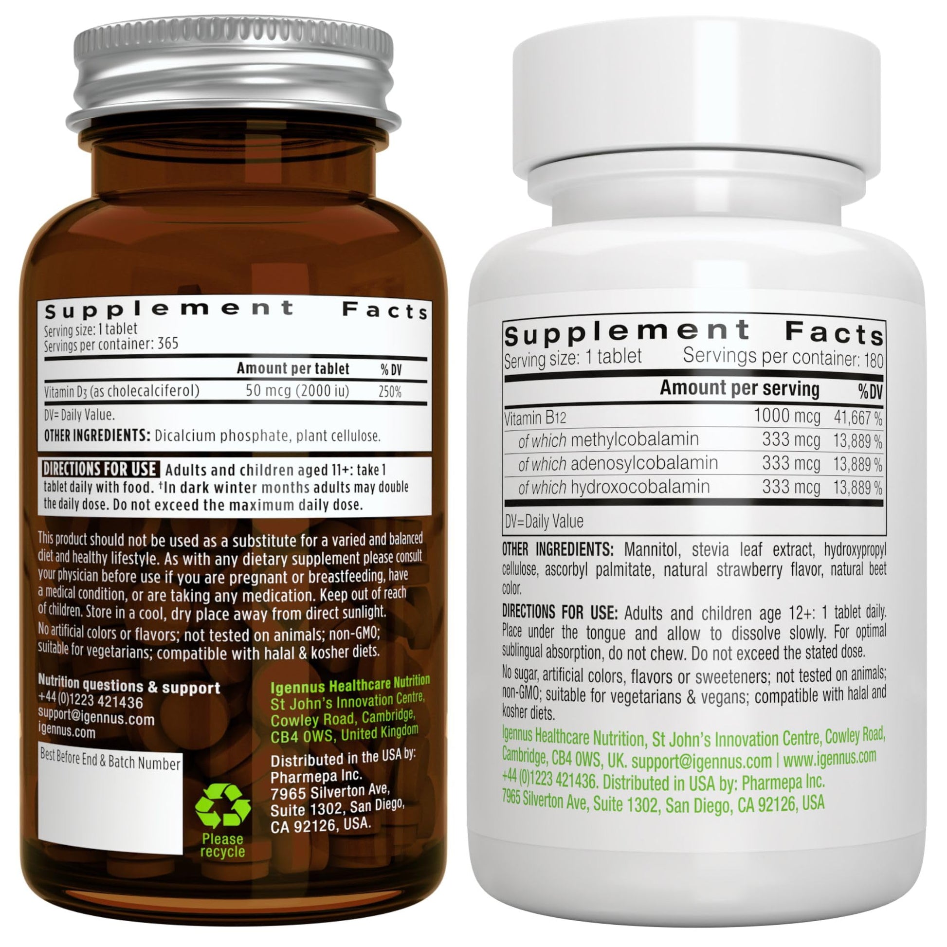 Vitamina d3 y b12 complejo paquete vegetariano igennus