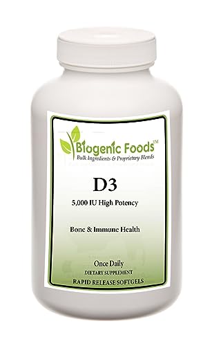 Vitamina D3 Biogenic Foods 5000 IU softgel alta potencia salud huesos