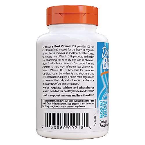 Vitamina D3 Doctor's BEST apoya salud ósea e inmunidad