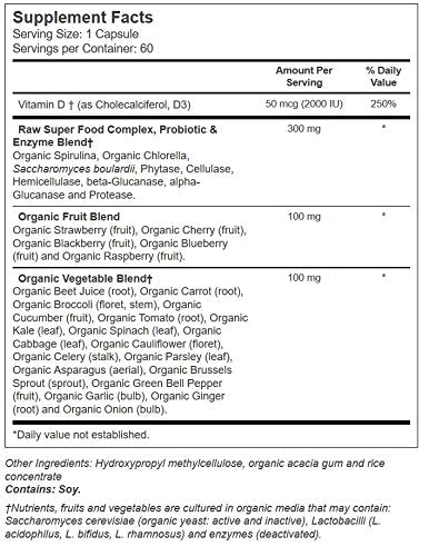 Vitamina d3 cultiva con frutas y verduras orgánicas sin ogm