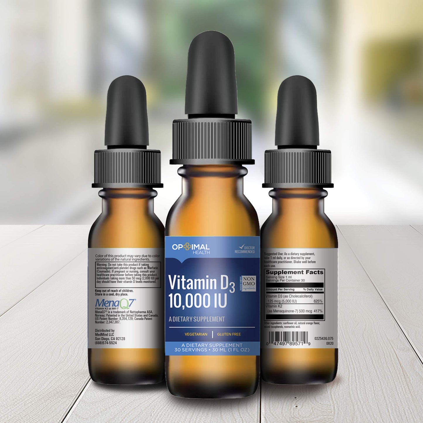 Vitamina D3 gotas Optimalhealth caja frontal