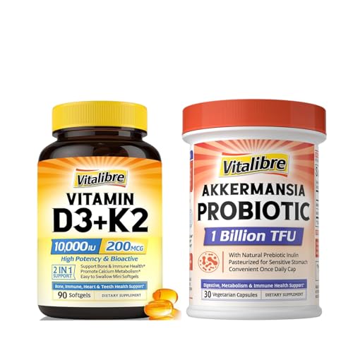 Suplemento Vitamina D3 y K2 10000 UI con probiótico