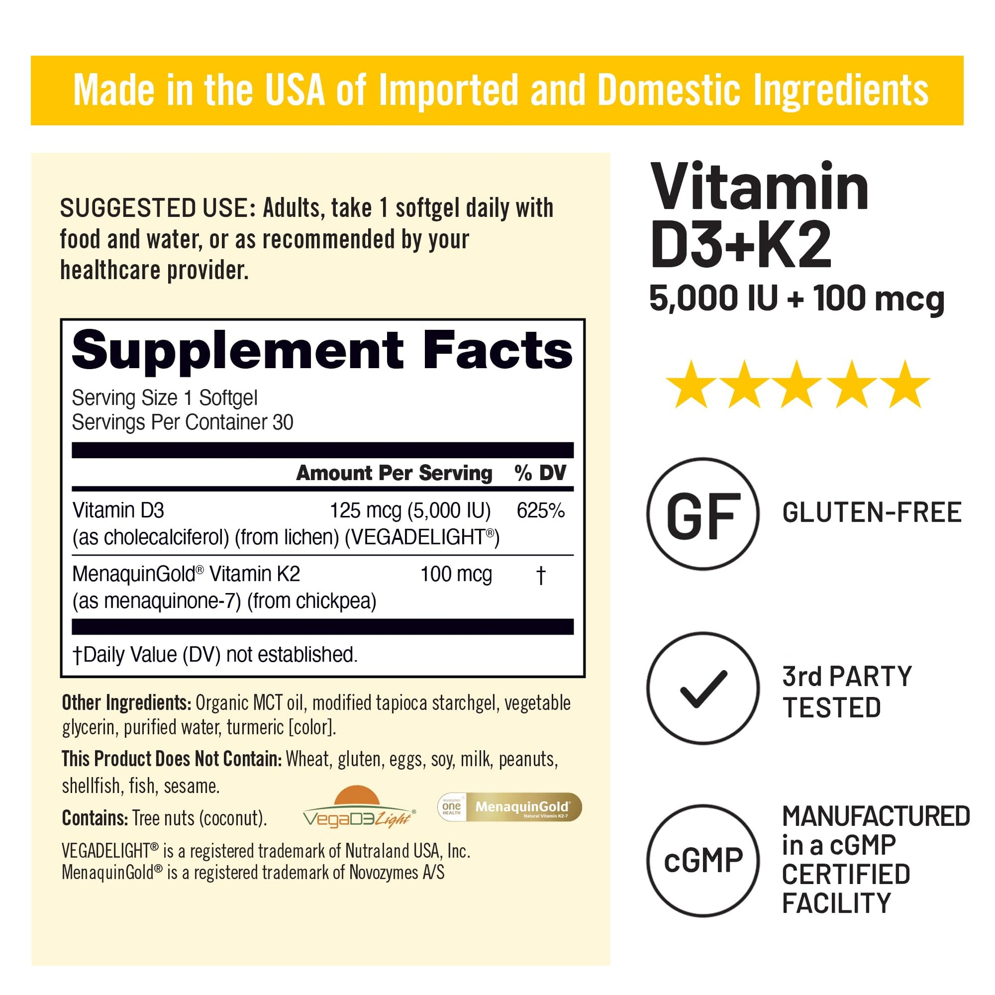 Vitamina d3 y k2 con aceite mct para soporte de huesos