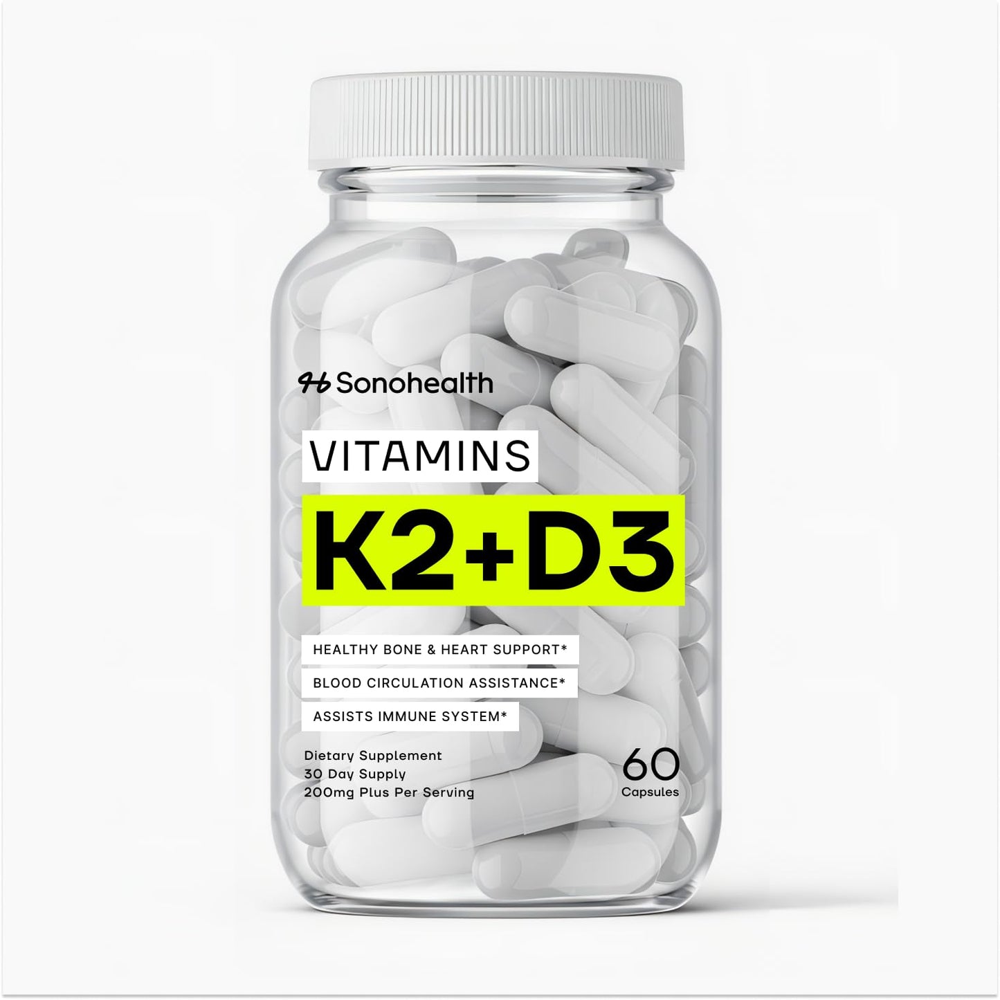 Vitamina D3 + K2 con BioPerine vegana 60 cápsulas