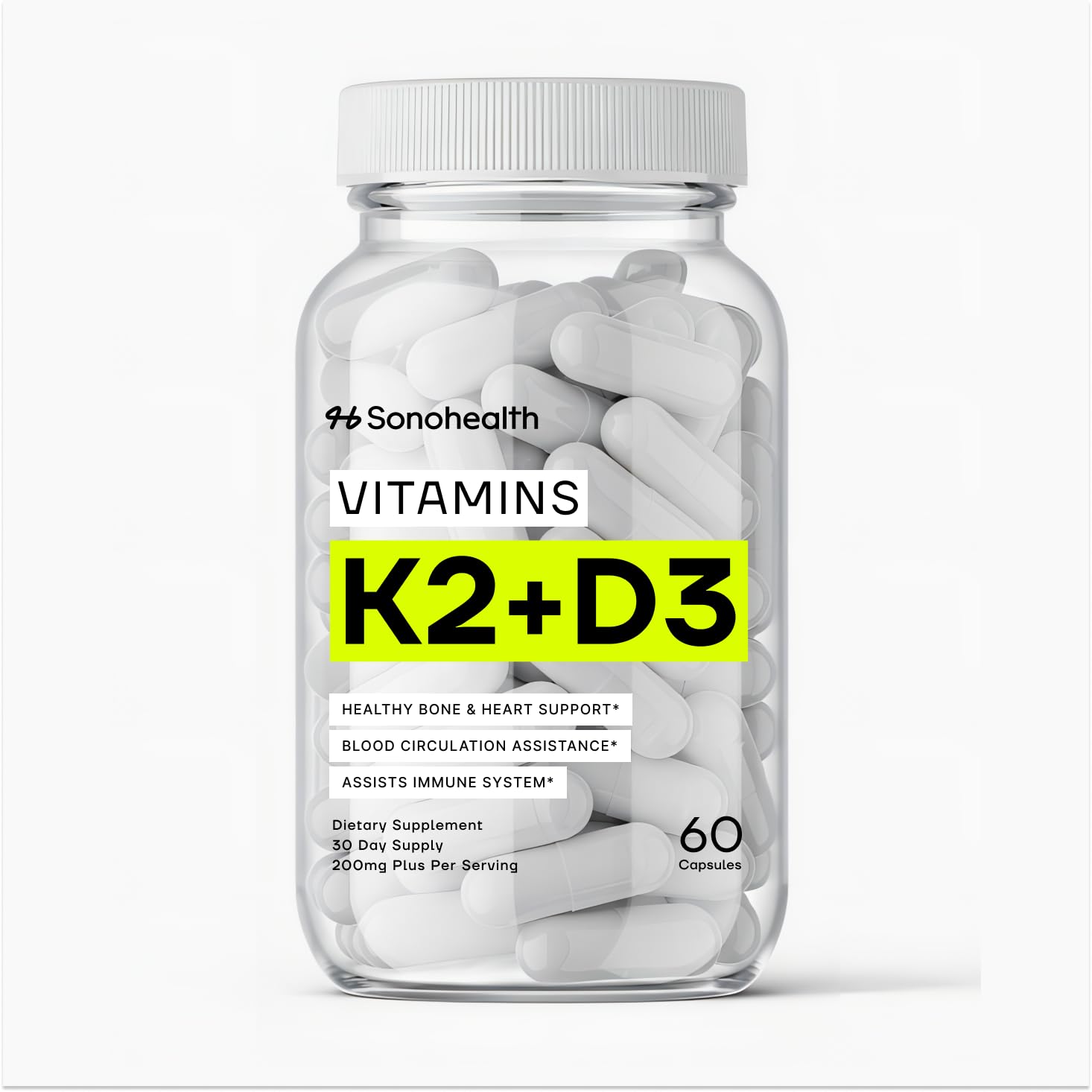 Vitamina D3 + K2 con BioPerine vegana 60 cápsulas