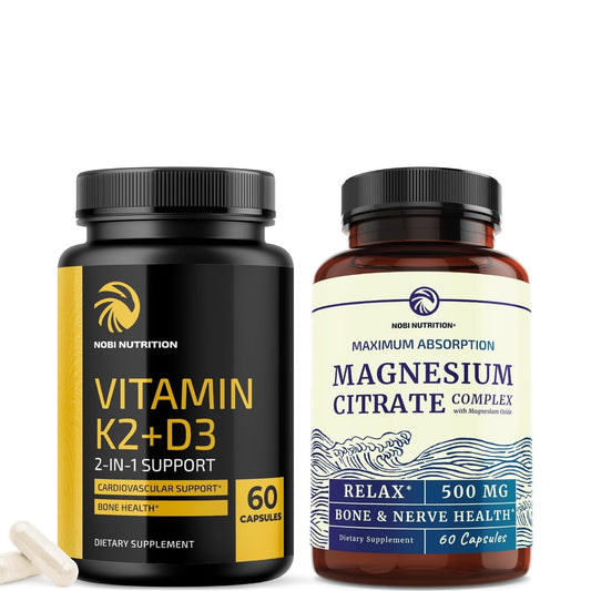 Vitamina D3 K2 suplemento con citrato de magnesio Nobi Nutrition