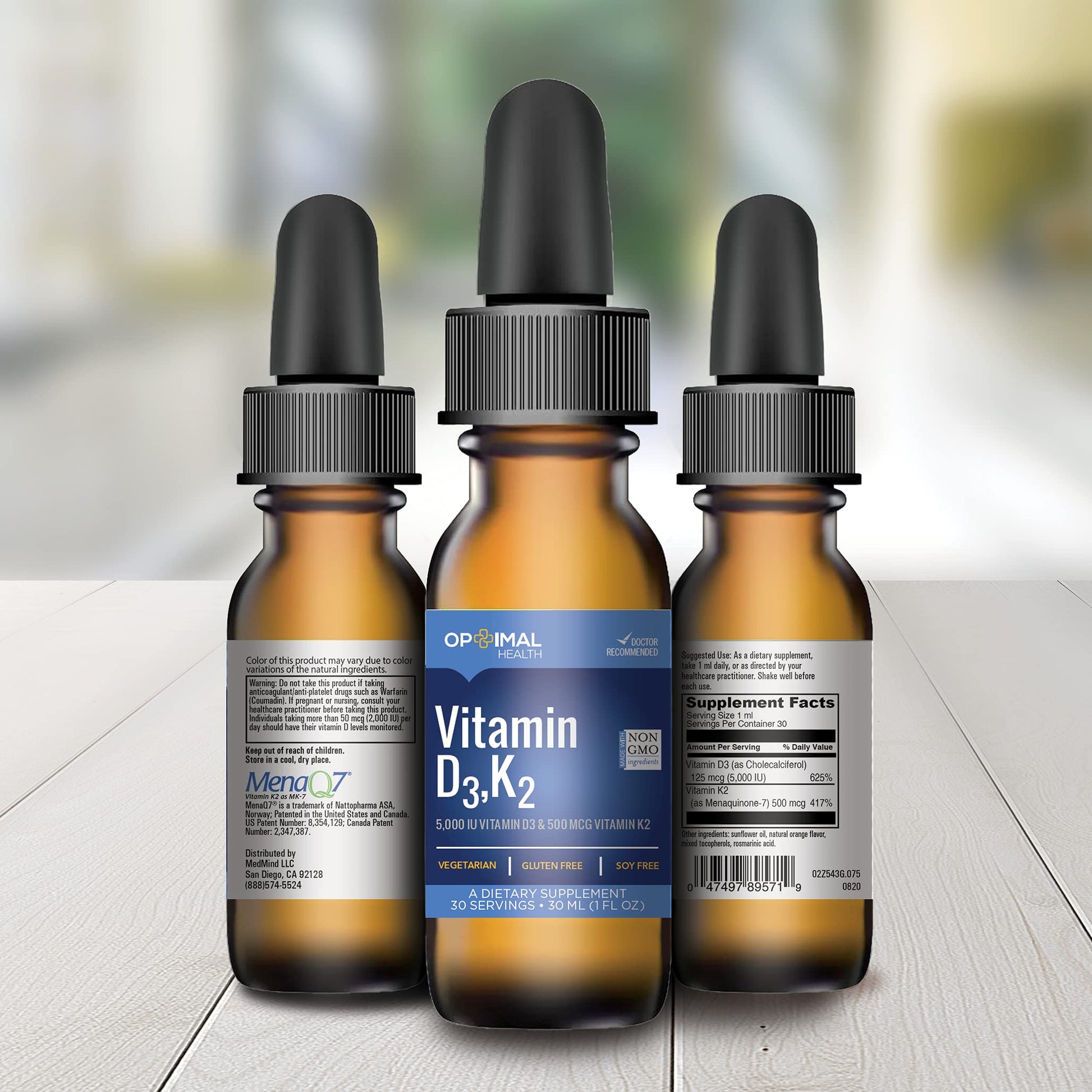 Vitamina D3 y K2 OPTIMALHEALTH envase