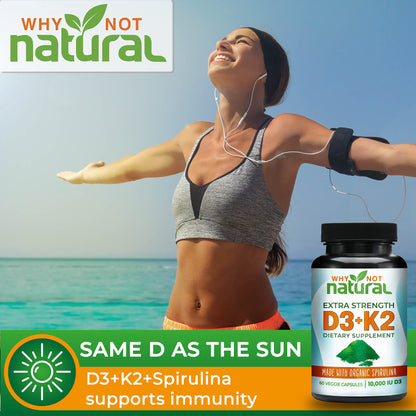 Vitamina d3 k2 con espirulina para salud ósea e inmunidad