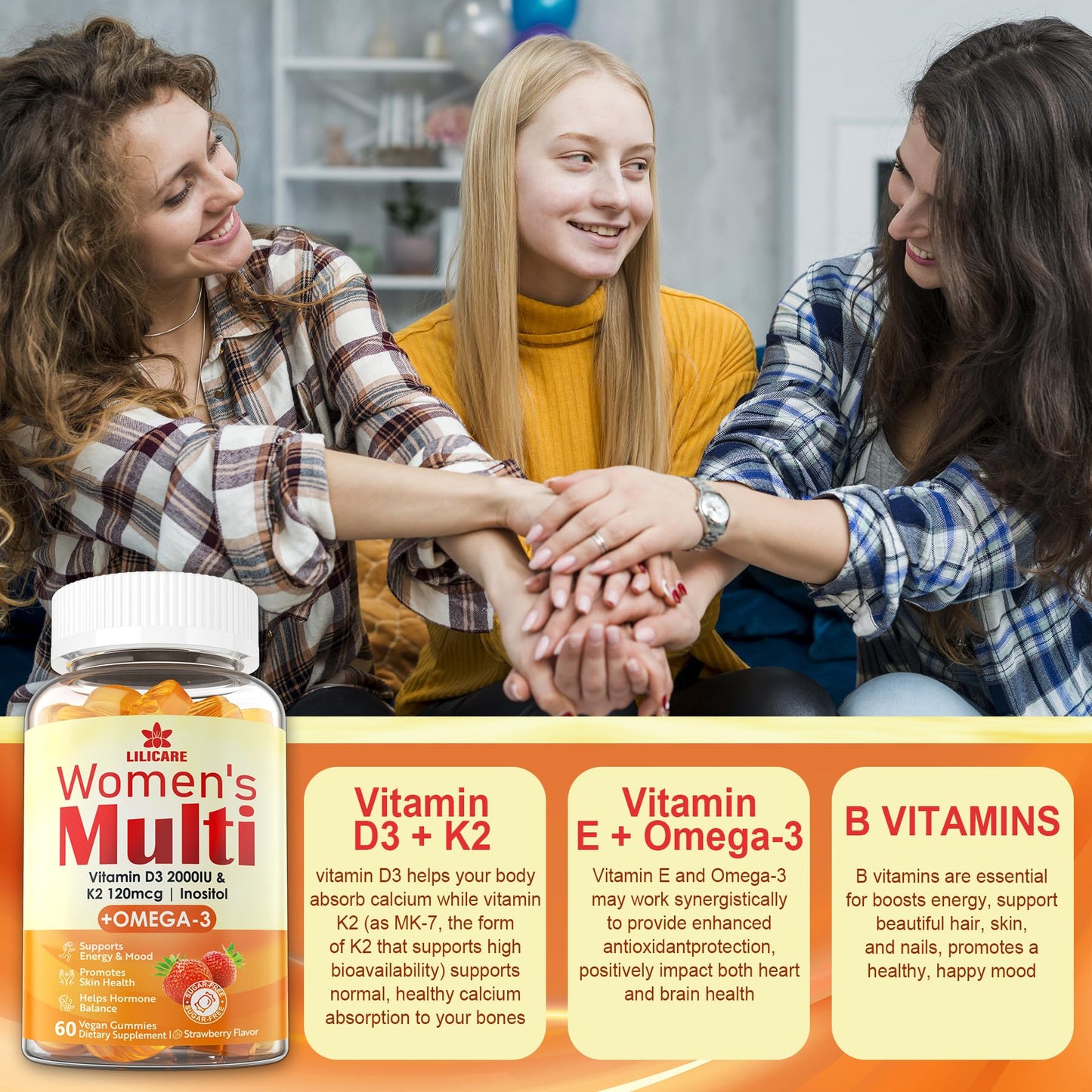 vitamina D3 y K2 en gominolas mujer